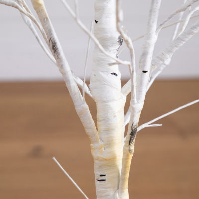 Nearly Natural Pre-Lit Artificial White Birch With White Led Lights Foot Christmas Tree