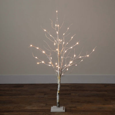 Nearly Natural Pre-Lit Artificial White Birch With White Led Lights Foot Christmas Tree