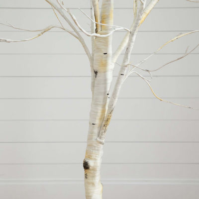 Nearly Natural Pre-Lit Artificial White Birch  With 90 White Led Lights 6 Foot Christmas Tree