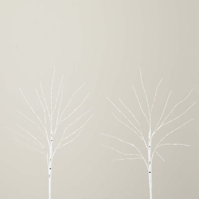 Nearly Natural 24in Pre-Lit Artificial White Birch Branches With 80 Warm White Led Lights 2 Foot Christmas Tree