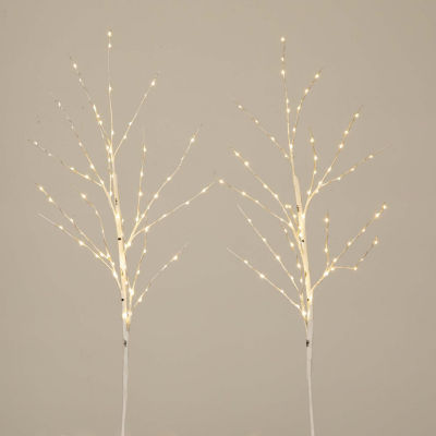 Nearly Natural 36in Pre-Lit Artificial White Birch Branches With 150 Warm White Led Lights 3 Foot Christmas Tree