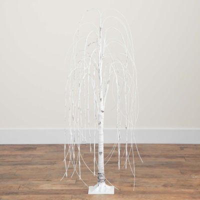 Nearly Natural Pre-Lit Artificial White Weeping Willow  With 120 Warm White Led Lights 4 Foot Christmas Tree