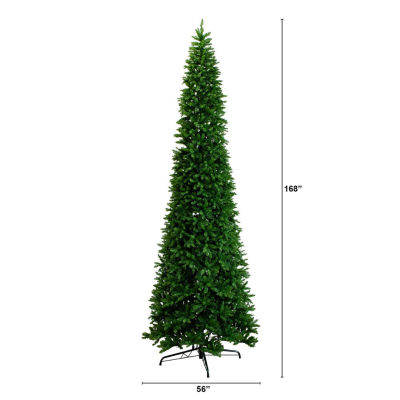 Nearly Natural Artificial Slim Green Mountain Pine  With 1600 Warm White Led Lights And 4660 Branches 14 Feet Christmas Tree