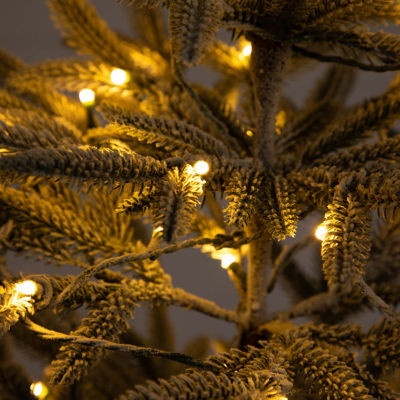 Nearly Natural Pre-Lit Artificial Flocked Woodland Fir  With 150 Warm White Led Lights 6 Foot Pre-Lit Flocked Fir Christmas Tree