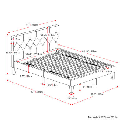 Nova Ridge Upholstered Tufted Platform Bed