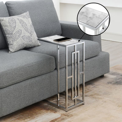 Town Square Chrome Faux Marble C End Table