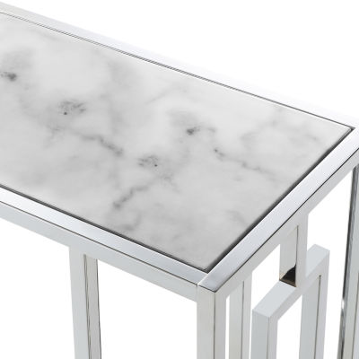 Town Square Chrome Faux Marble C End Table