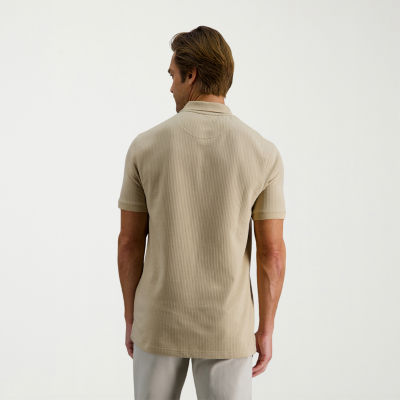 Haggar Premium Comfort Houndstooth Mens Regular Fit Short Sleeve Polo Shirt