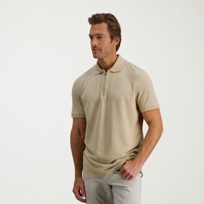 Haggar Premium Comfort Houndstooth Mens Regular Fit Short Sleeve Polo Shirt