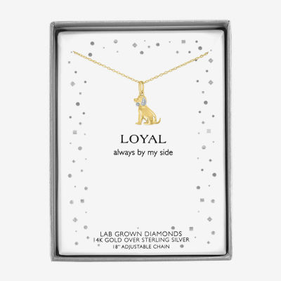 Diamond Accent (G-H Womens Diamond Accent Lab Grown White Diamond Accent 14K Gold Over Silver 16 Inch Pendant Necklace