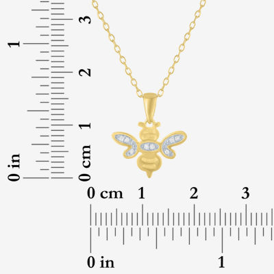 Diamond Accent (G-H Womens Diamond Accent Lab Grown White Diamond Accent 14K Gold Over Silver 16 Inch Pendant Necklace