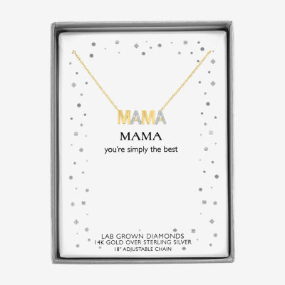 Diamond Accent (G-H Womens Diamond Accent Lab Grown White Diamond Accent 14K Gold Over Silver 16 Inch Pendant Necklace