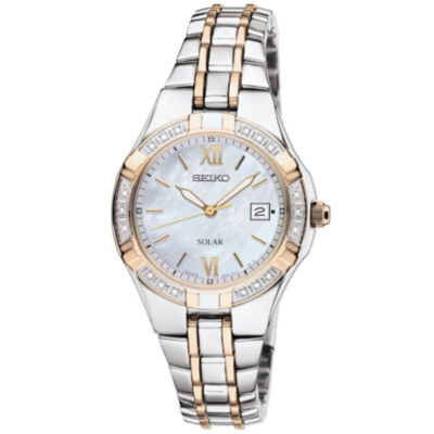 Seiko® Womens Two-Tone Diamond-Accent Solar Watch SUT068 - JCPenney