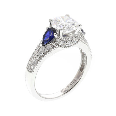 DiamonArt® Cubic Zirconia and Lab-Created Blue Sapphire Ring