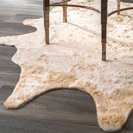 NuLoom Iraida Faux Cowhide Rectangular Rug, One Size, White