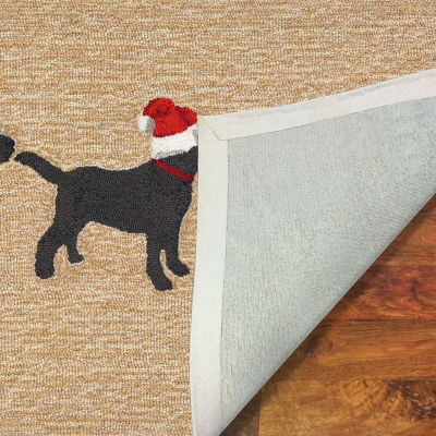 Liora Manne Frontporch 3 Dogs Christmas Holiday Hand Tufted Indoor Outdoor Rectangular Accent Rug