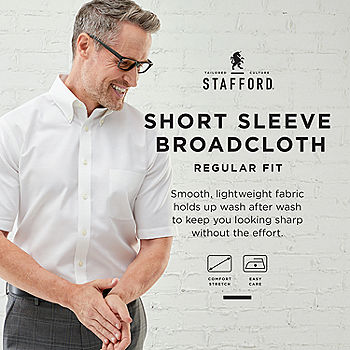 Stafford Mens Short Sleeve Travel Easy-Care Broadcloth Stretch
