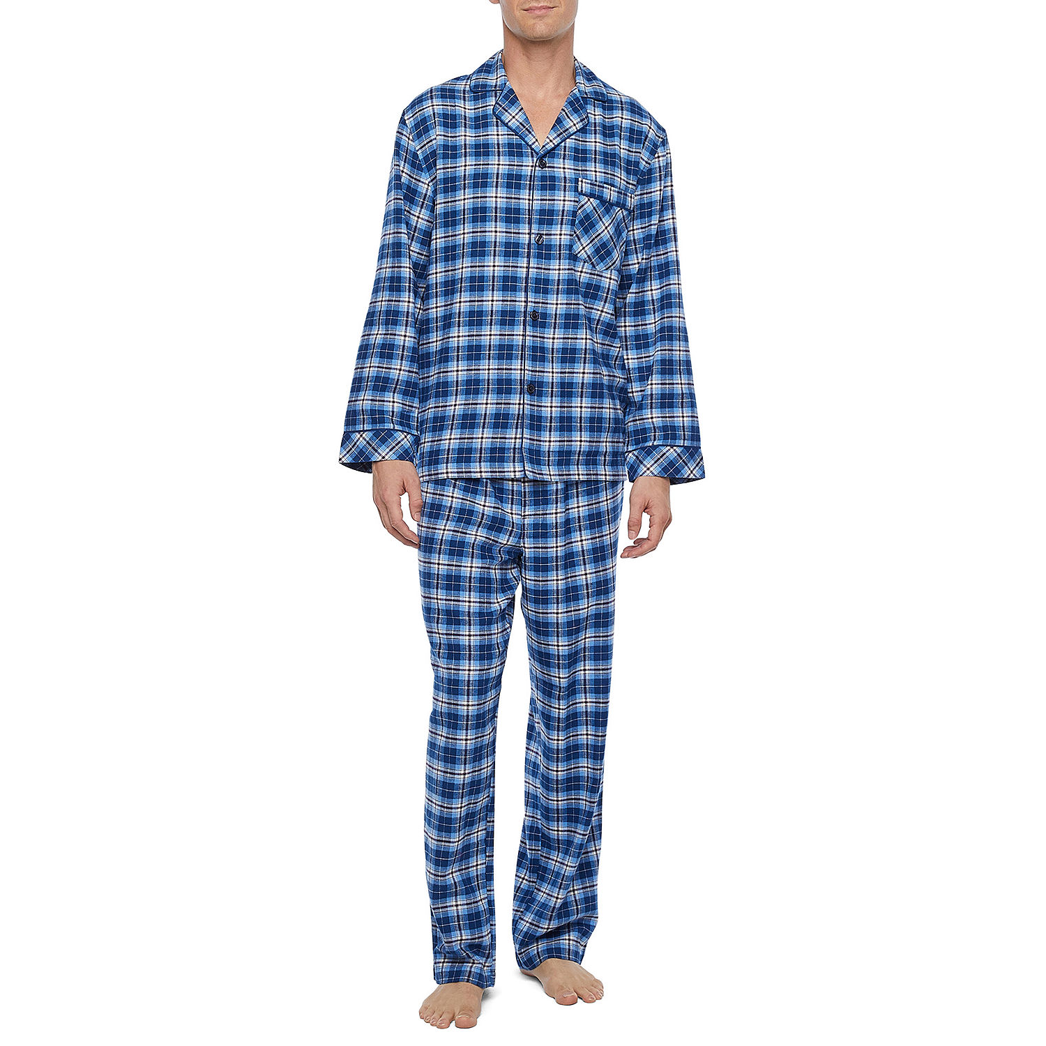St. John's Bay Flannel Mens Long Sleeve 2-pc. Pant Pajama Set, Color ...