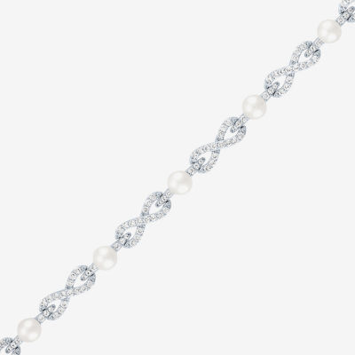 Gemstone Sterling Silver Infinity 7.5 Inch Tennis Bracelet