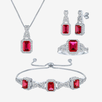 Lab Created Red Ruby Sterling Silver -pc. Jewelry Set