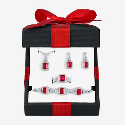 Lab Created Red Ruby Sterling Silver 4-pc. Jewelry Set