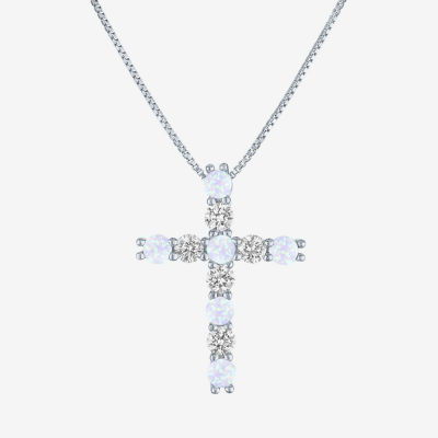 Womens White Opal Sterling Silver 18 Inch Pendant Necklaces