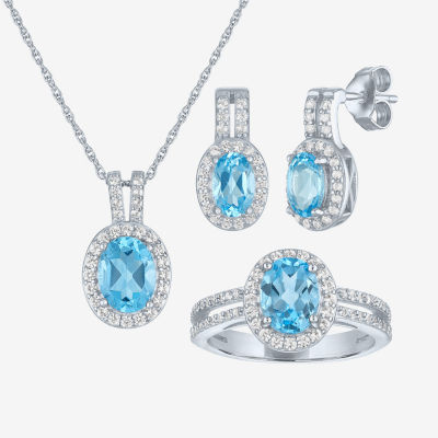 Genuine Blue Topaz Sterling Silver -pc. Jewelry Set