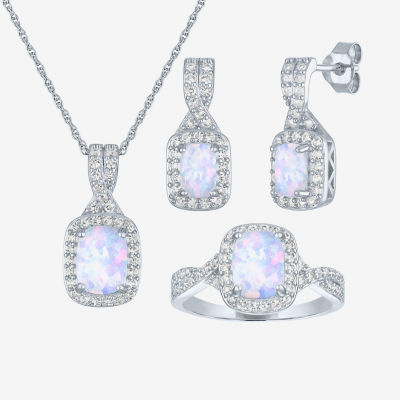 Genuine White Opal Sterling Silver 3-pc. Jewelry Set