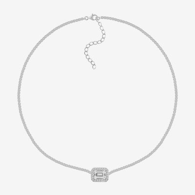 Diamonart Womens White Cubic Zirconia Sterling Silver Tennis Necklaces