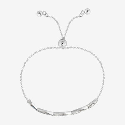 Diamonart Womens Cubic Zirconia Sterling Silver Infinity Bolo Bracelet