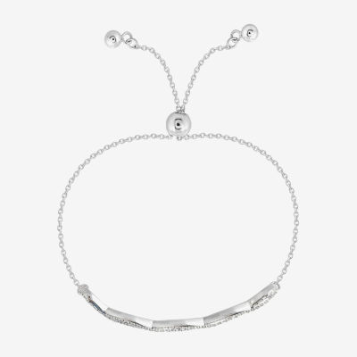 Diamonart White Cubic Zirconia Sterling Silver Infinity Bolo Bracelet