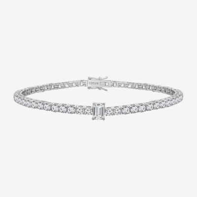 Diamonart White Cubic Zirconia Sterling Silver Infinity 7.25 Inch Tennis Bracelet