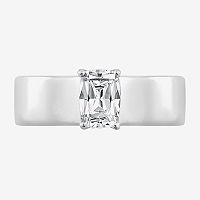 Diamonart Womens White Cubic Zirconia Sterling Silver Solitaire Engagement Ring, 8, Sterling Silver