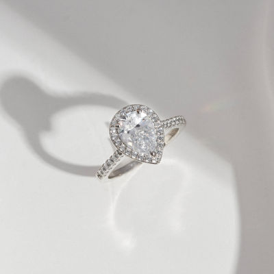 Diamonart Womens Cubic Zirconia Sterling Silver Side Stone Engagement Ring