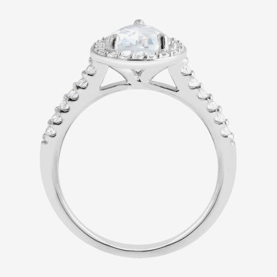 Diamonart Womens Cubic Zirconia Sterling Silver Side Stone Engagement Ring