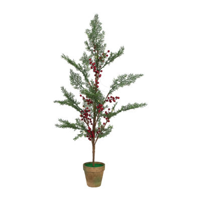 Northlight Berries And Pine Potted 3 Foot Pre-Lit Pine Christmas Tree