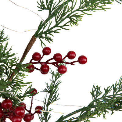 Northlight Berries And Pine Potted 3 Foot Pre-Lit Pine Christmas Tree