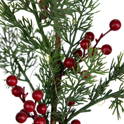 Northlight Berries And Pine Potted 3 Foot Pre-Lit Pine Christmas Tree