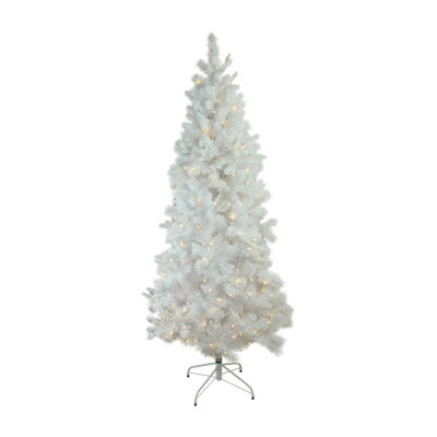 Northlight Slim Flocked Pine 9 Foot Pre-Lit Pine Christmas Tree