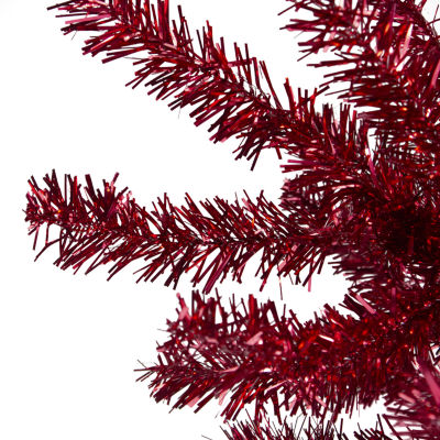 Northlight Metallic Red Tinsel Unlit 6 Foot Christmas Tree