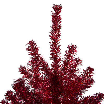 Northlight Metallic Red Tinsel Unlit 6 Foot Christmas Tree