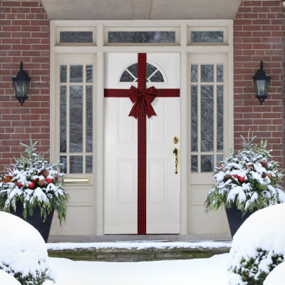 Northlight 14ft Red Buffalo Plaid  Door Bow Indoor Ribbons