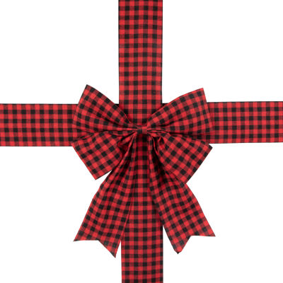 Northlight 14ft Red Buffalo Plaid  Door Bow Indoor Ribbons