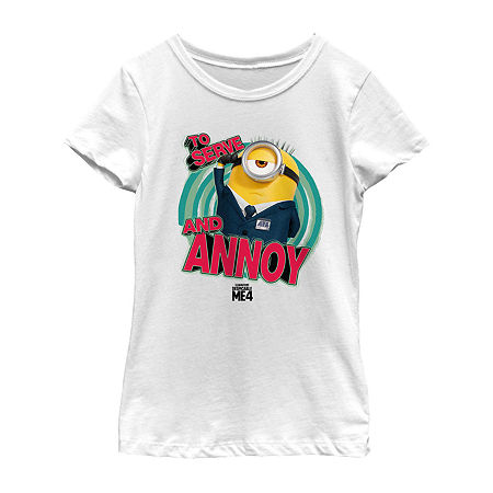 Little & Big Girls Crew Neck Short Sleeve Minions T-Shirt, X-small, White
