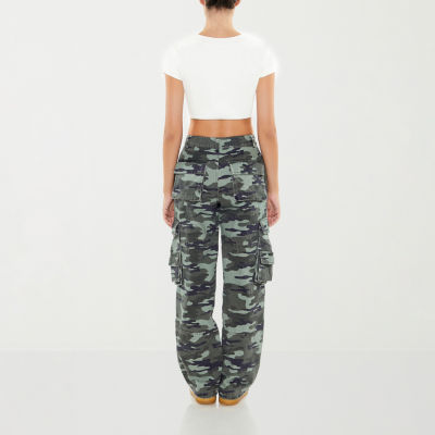 Forever 21 Womens Mid Rise Wide Leg Cargo Pant-Juniors