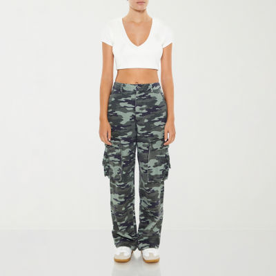 Forever 21 Womens Mid Rise Wide Leg Cargo Pant-Juniors