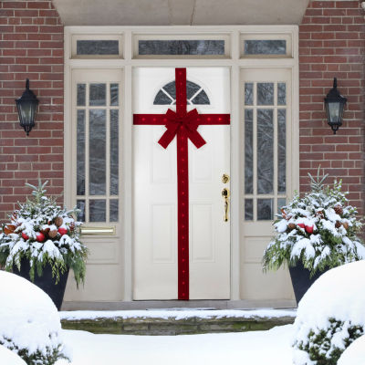 Northlight 14ft Prelit Red Velvet  Door Bow Indoor Ribbons