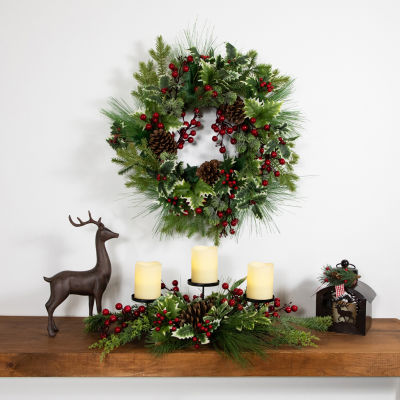 Northlight Frosted Thistle And Pine Indoor Christmas Wreath