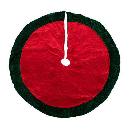 Northlight 60in Green Border Indoor Tree Skirt, One Size, Red