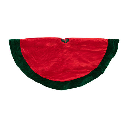 Northlight 60in Green Border Indoor Tree Skirt, One Size, Red